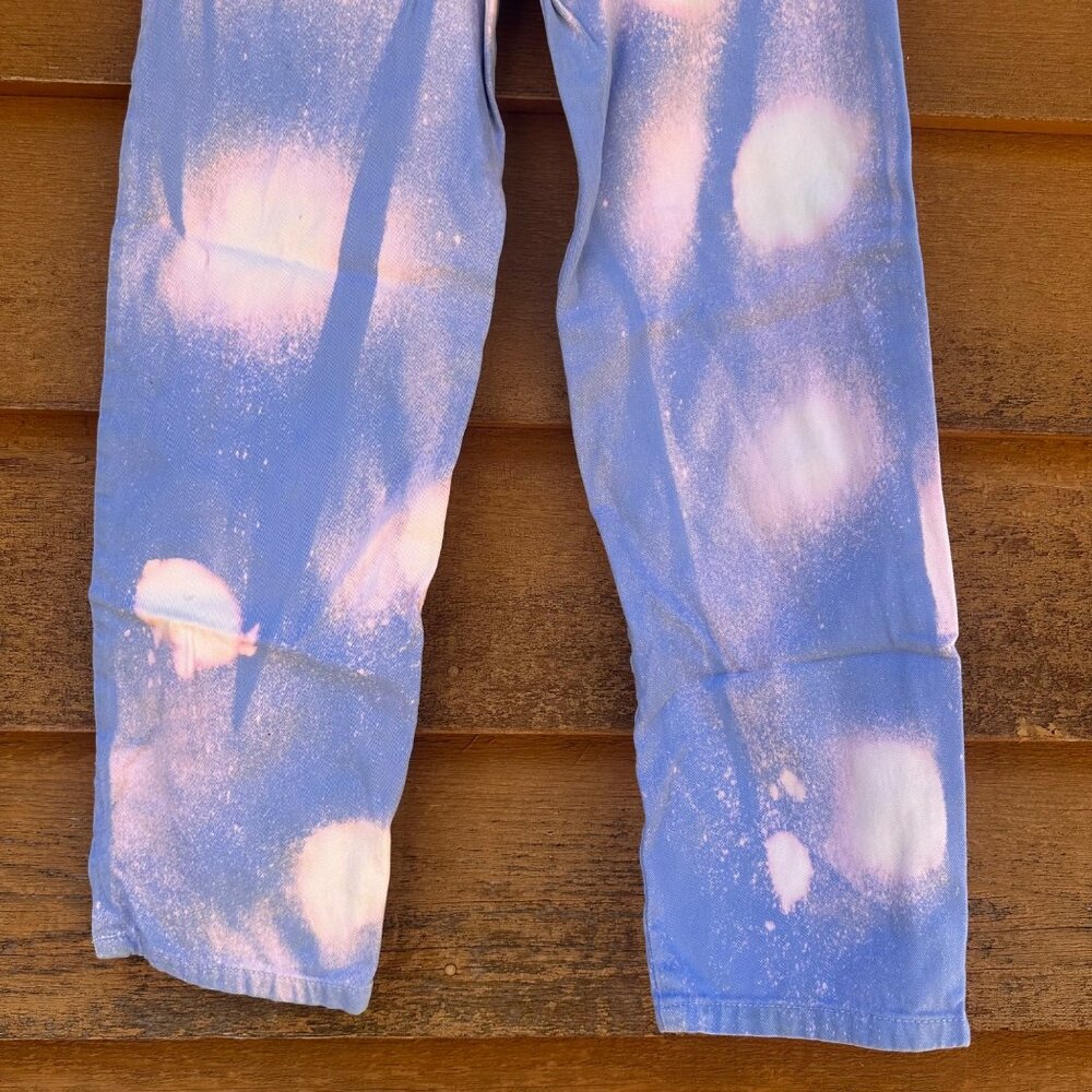 Vintage Bongo Custom High-Rise Straight Jeans With Ankle Zips Size 14 Blue & Pin - Picture 12 of 15